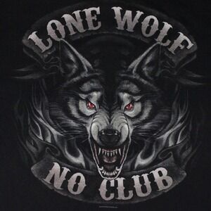 Lone Wolf No Club 2009 T-Shirt Mens 3XL Black Biker Graphic Wolf Motorcycle USA